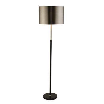 Rachel Satin Silver And Brushed Black Floor Lamp 3879BK
