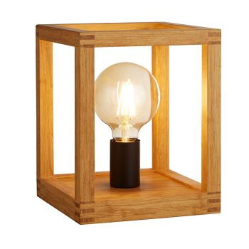 Square Black & Wooden Table Lamp 54742-1NA