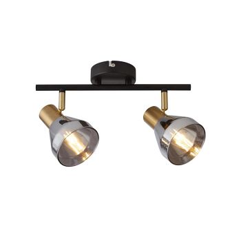 Westminster Black And Smoked Glass Two Light Ceiling Spot 23801-2SM