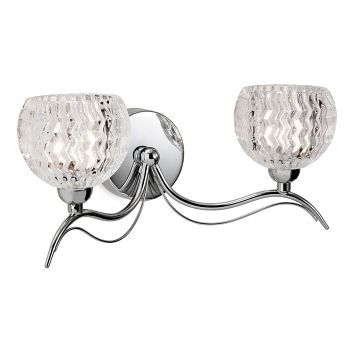Blanche Chrome And Decorative Glass Double Arm Wall Light 8618CH