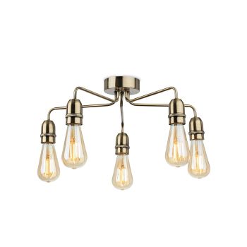 Leon Five Light Ceiling Fitting Antique Brass 2884AB