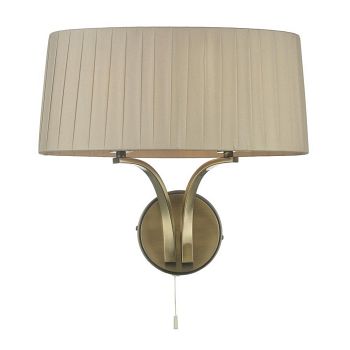 Cristin Double Wall Light With Faux Silk Pleated Shade