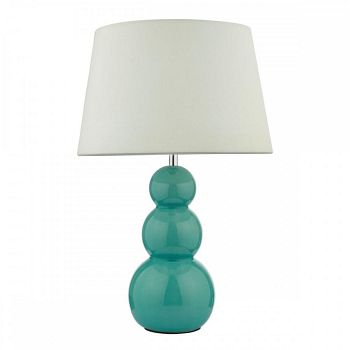 Mia Teal Glazed Table Lamp & White Shade MIA4224+CEZ142