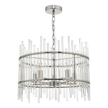 Olyn Polished Nickel Five Light Ceiling Pendant OLY0538