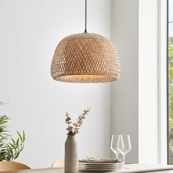 Bali Natural Bamboo and Black Dome Ceiling Pendant 101574
