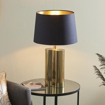 Calan Gold Effect Table Lamp with Black Shade 93137