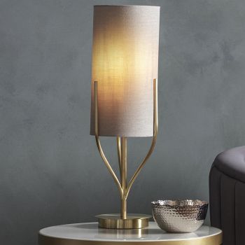 Fraser Satin Brass Table Lamp with Natural Shade 95467
