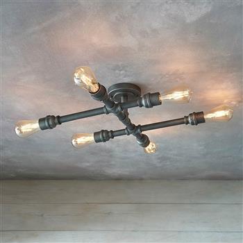 Pipe Light Pewter Effect Semi Flush ceiling Light 78763