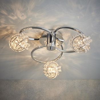 Talia 3 Lamp Crystal Semi Flush Ceiling Light 76285