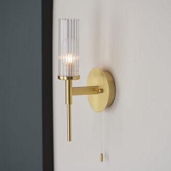 Talo Single IP44 Bathroom Satin Brass Wall Light 96163