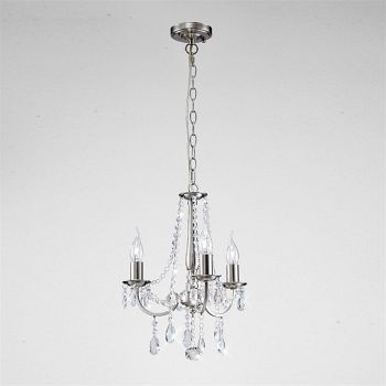 Kyra 3 Arm Satin Nickel and Crystal Ceiling Pendant IL30973