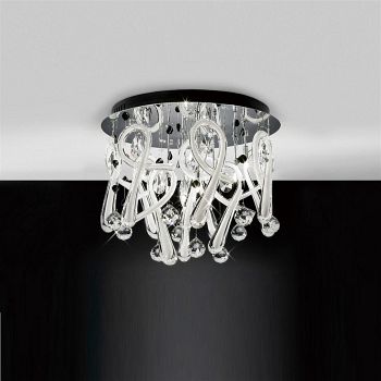 Class White And Chrome Crystal Flush Light IL50382
