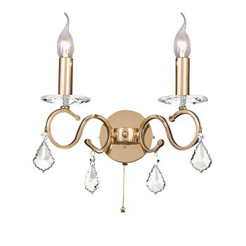 Torino Switched Double French Gold/Crystal Wall light IL30322