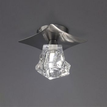 Iku Satin Nickel Single Semi-Flush Ceiling Light M3756