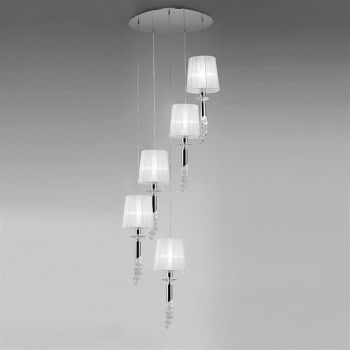 Tiffany Chrome Contemporary Stairwell Cluster Pendant Light M3857