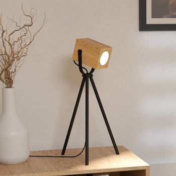 Ayles Black And Wood LED Table Lamp 43749