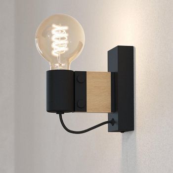 Bailrigg Black And Wooden Wall Light 43903