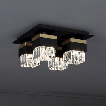 Barrancas Four Boxed Black And Gold Ceiling Light 900302