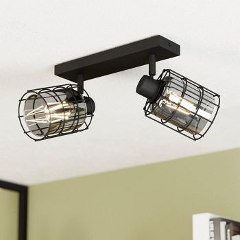 Consaca Double Black Steel Adjustable Ceiling Spotlights 99712
