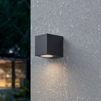 Jabaga LED IP44 Cube Black Polycarbonate Single Outdoor Wall 900275