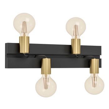 Macchione Black And Brass Four Lamp Wall Light 900509