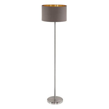 Maserlo Satin Nickel Floor Lamp with Cappuccino And Gold Shade 95172