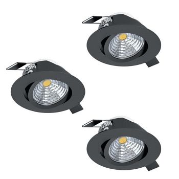 Saliceto Pack Of 3 LED Black Round Recessed Spot Lights 900747