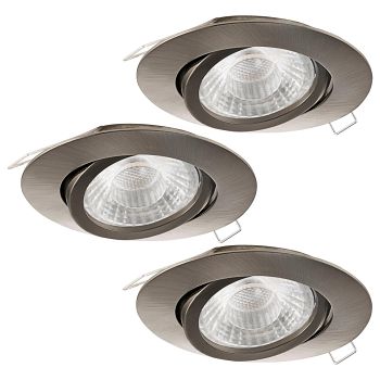 Tedo 1 Dimmable Recessed Pack Of Three Satin Nickel LED Downlights 95359