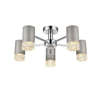 Arnie Satin Brushed Outer & Textured Glass Semi Flush