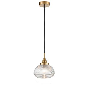 Magnus Steel Made Clear & Ribbed Glass Pendant