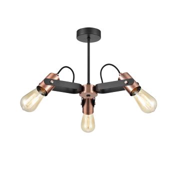 Debut Matt Black & Copper 3 Arm Adjustable Ceiling Spotlight FL2456-3