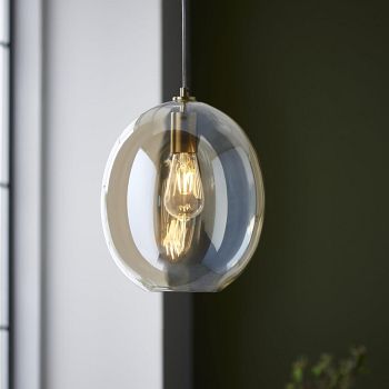 Satin Brass and Champagne Lustre Glass Ceiling Pendant Carter-2GL
