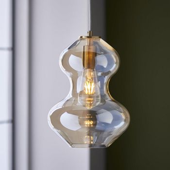 Satin Brass and Champagne Glass Ceiling Pendant Carter-1GL