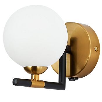 Nambucca Black and Brass Switched Wall Light 010MB1W
