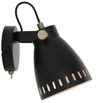 Vermont Black And Antique Brass Switched Wall Light LT30579