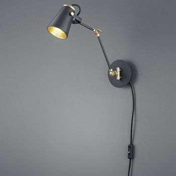 Edward Black And Gold Reading Wall Light 208870132