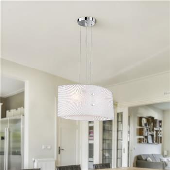 Elisa Double White Frosted Curved Patterened Glass Pendant 312200200