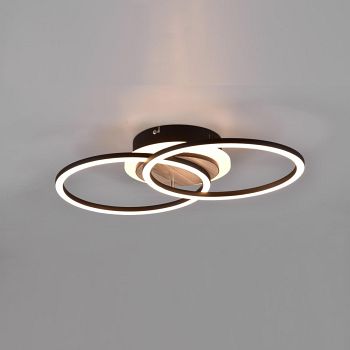Giro LED Round Black and Wood Semi-Flush Ceiling Light R62783635