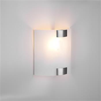 Pura White Frosted Glass Curved Single Wall Light 