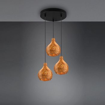 Sprout 3 Light Rattan Cluster Pendant 