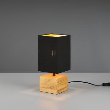Woody Cube Natural Wood And Black Table Lamp R50171080