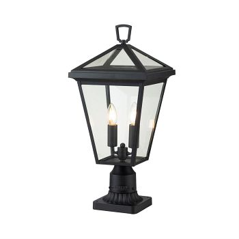 IP44 Rated Black Double Pedestal Post Light QN-ALFORD-PLACE3-M-MB