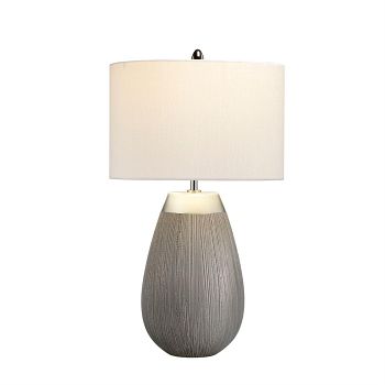Silver Ceramic Table Lamp With Grey Shade QN-HARROW-TL 