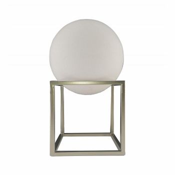 Cube Satin Nickel/Opal Glass Table Lamp CUBTLSN