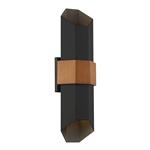 Chasm IP44 LED Black And Wood Effect Large Wall Light QZ-CHASM-L-BKW