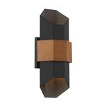 Chasm IP44 LED Black and Wood Effect Medium Outdoor Wall Light QZ-CHASM-M-BKW