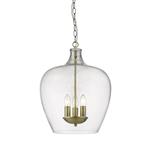 Nell 3 Light Antique Brass & Clear Glass Pendant Fitting PG1804/03/AB