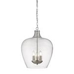 Nell 3 Light Satin Nickel & Clear Glass Pendant Fitting PG1804/03/SN