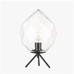 Zoe Clear Glass & Matt Black Tripod Table Lamp PG1807/01/TL/CLR/BLK