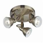 Focus LED Antique Brass Multi-Directional Triple Spotlight 1543AB